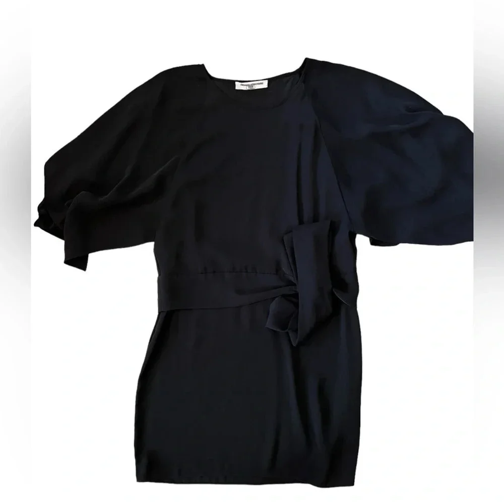 Amanda Uprichard dress size P (XS) black mini dress with tie waist short sleeves - Picture 2 of 5